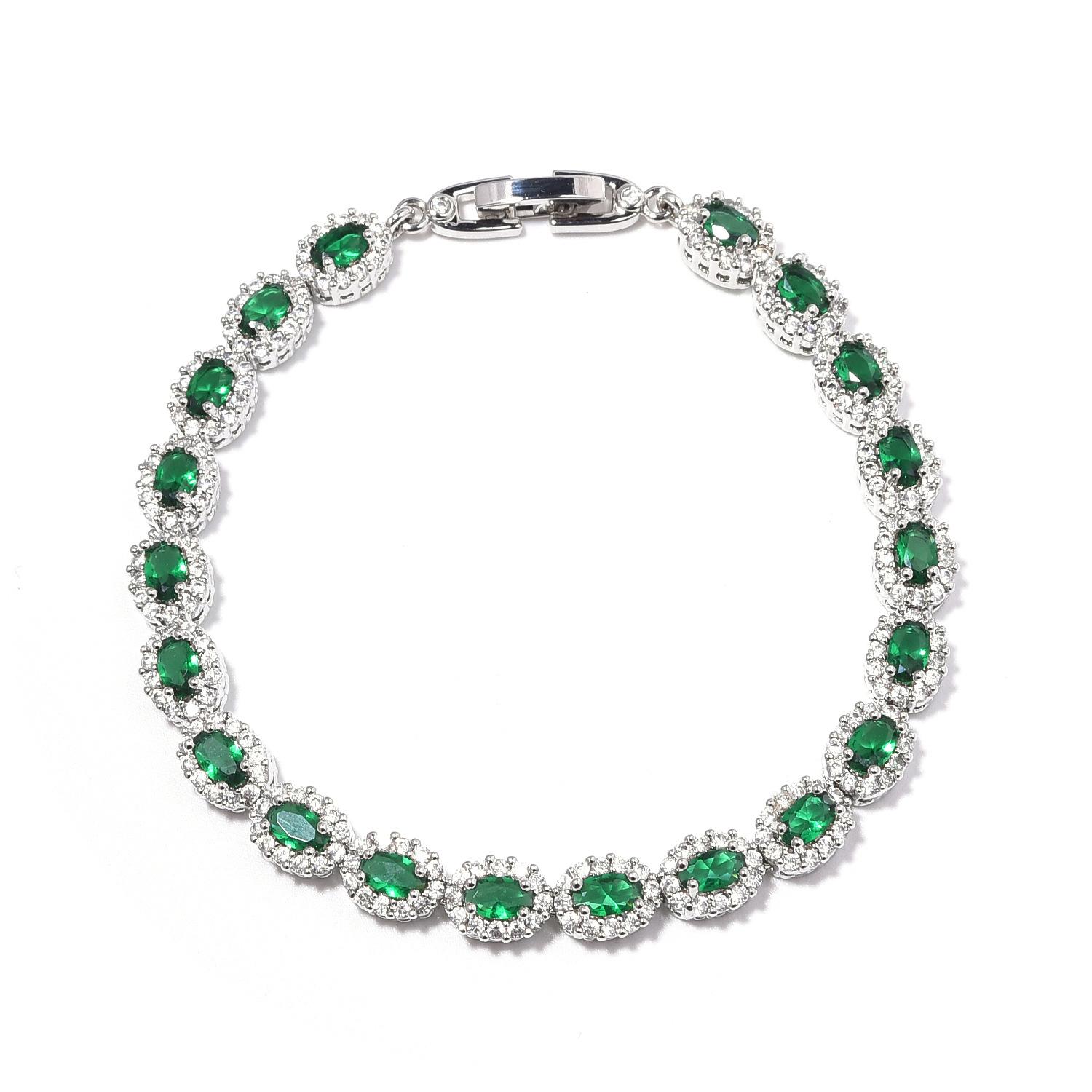 

Овальный цирконовый браслет Ювелирные изделия Женский удлинитель Пряжка Простой женский браслет Высококлассные ювелирные аксессуары Length 18.5 cm Free 3 cm Extension Buckle зелёный