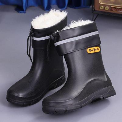 Rain Shoes Non-slip Fashion Short Tube Anti-child Winter Versatile Velvet Men Are Not Tired of Standing for a Long Time Rain Boots