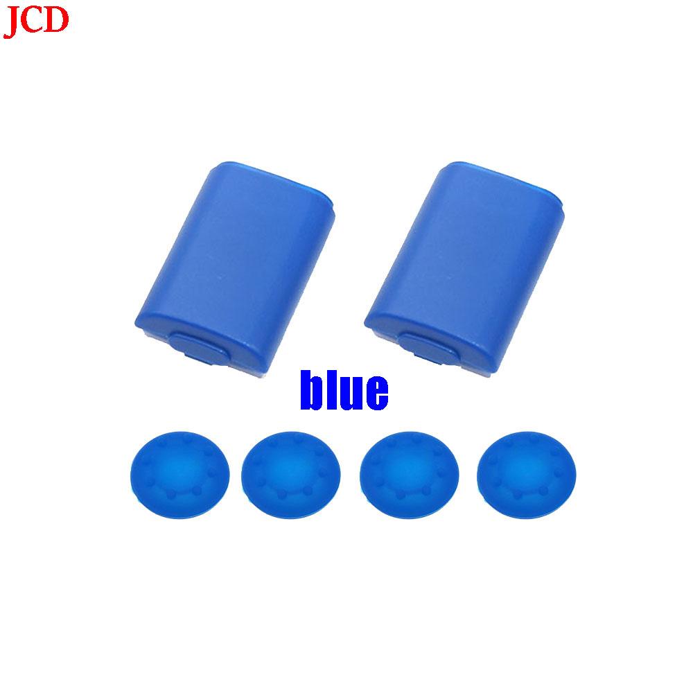 JCD 2x AA Battery Back Cover Pack Replacement Part for Xbox 360 Wireless Controller + 4 Silicone Grip Cap Cover Black