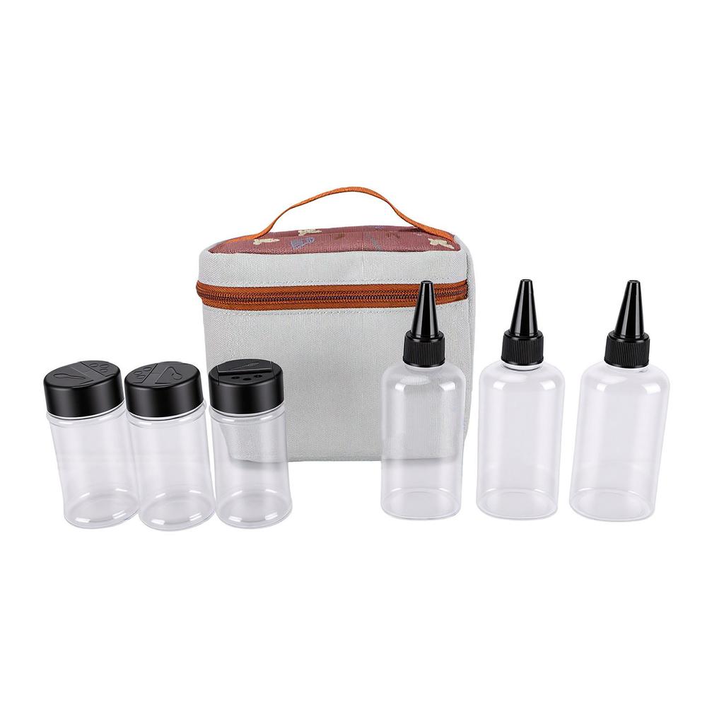 Camping Seasoning Kit Outdoor Seasoning Bottle Set Leak Proof PET Portable Seasoning Container with Storage Bag for