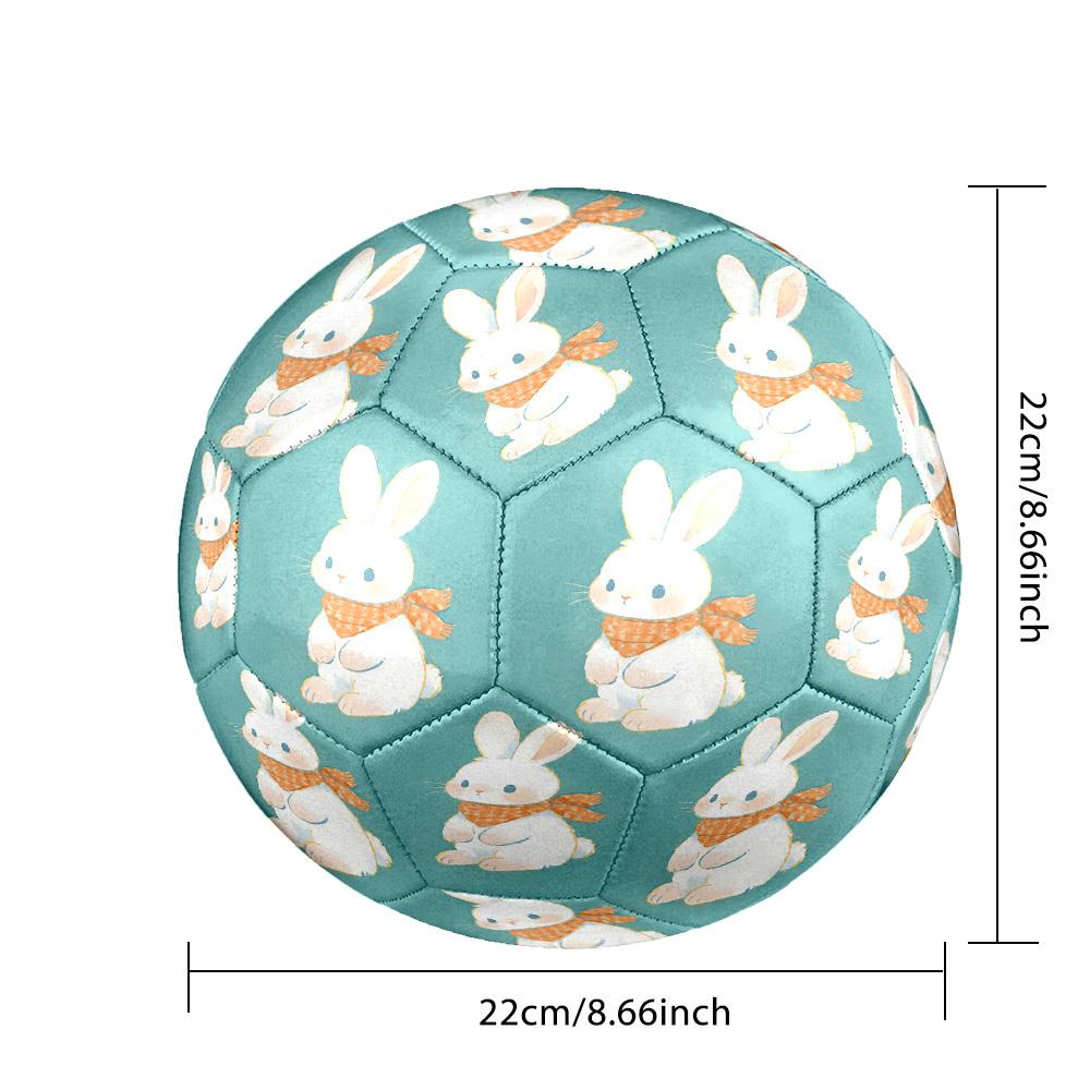 1pc Winter Bunny Scarf Theme Soccer Ball Football, Size 5, Lightweight PVC, Outdoor Training Soccer Ball,Gift c6511