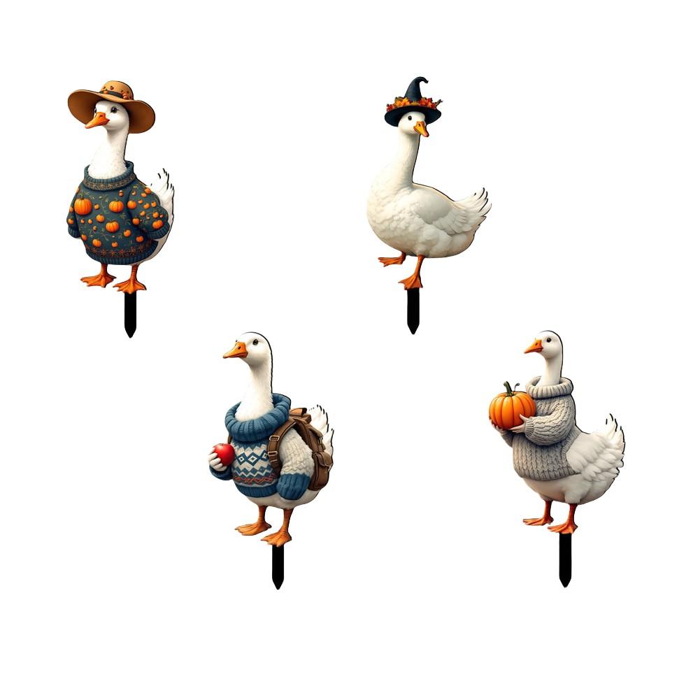 Acrylic Animal Decoration Halloween Garden Decoration White Goose Stakes