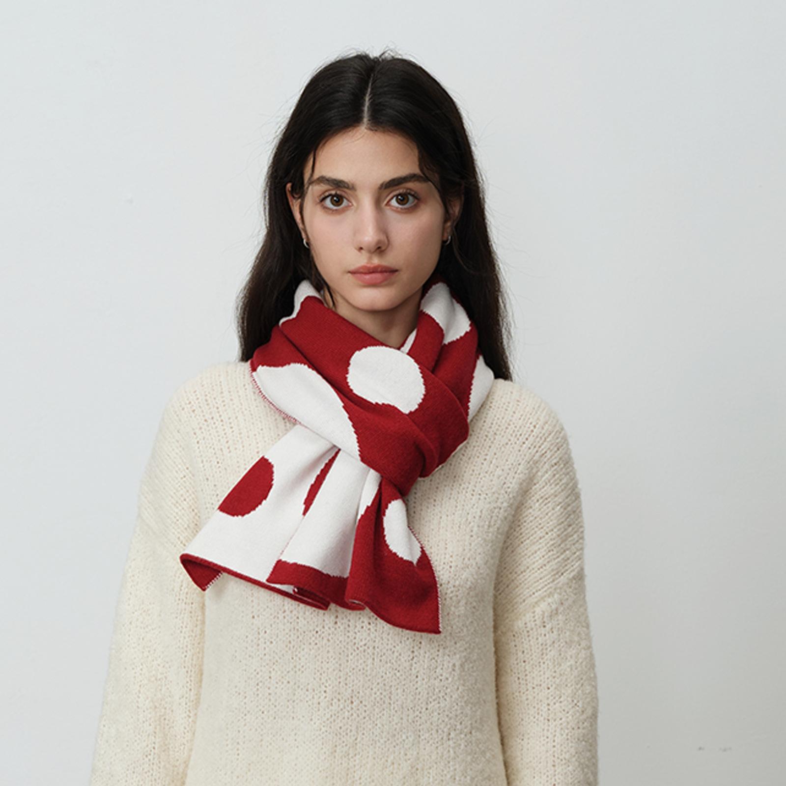 

Two-color circle irregular scarf thickened to keep warm autumn and winter new knitted wool scarf scarf student girl