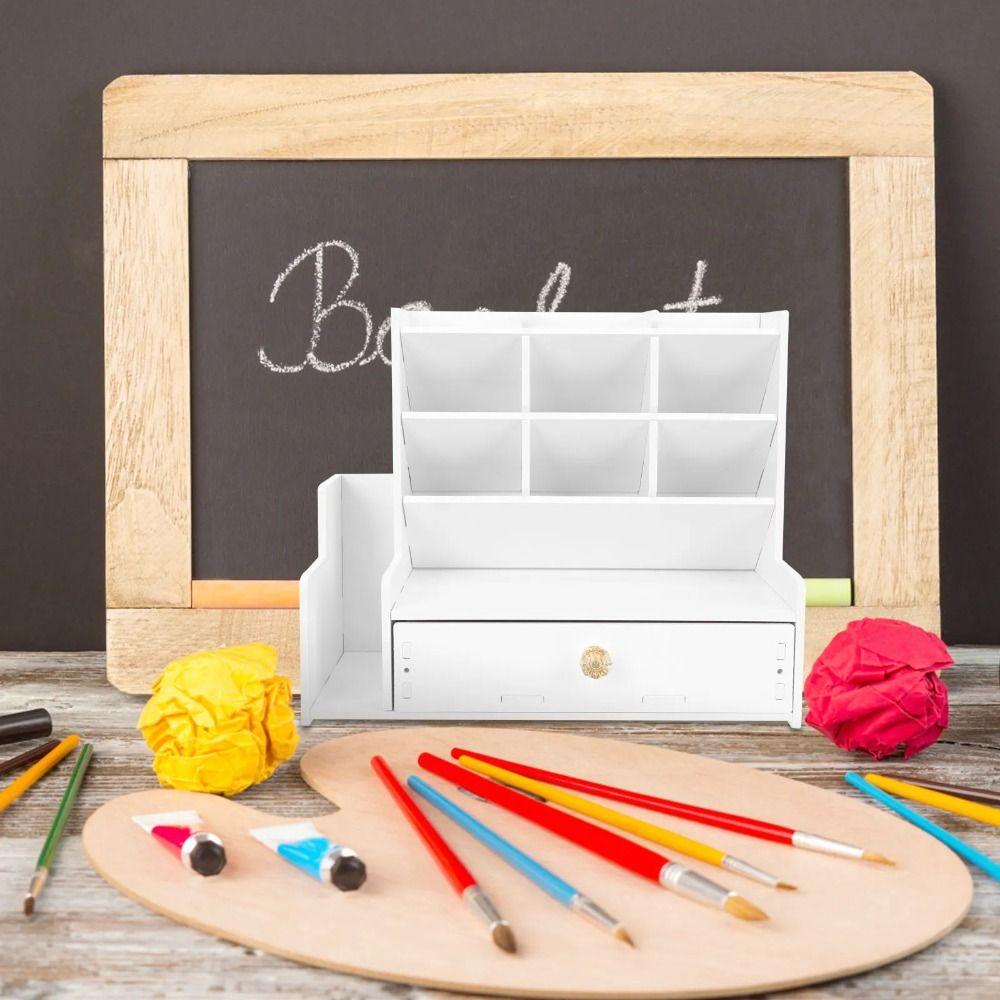 With Drawer Desk Pencil Holder Large Capacity Stationery Storage Rack Desktop Organizer  School