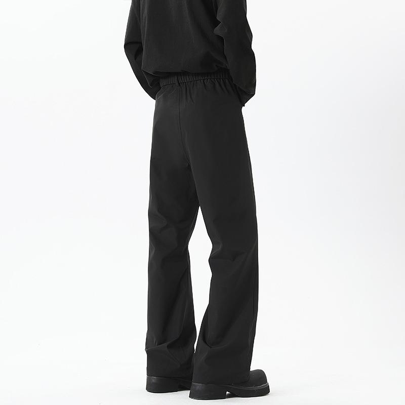 Men Cleanfit Black Draped Loose Straight Flared Casual Pants