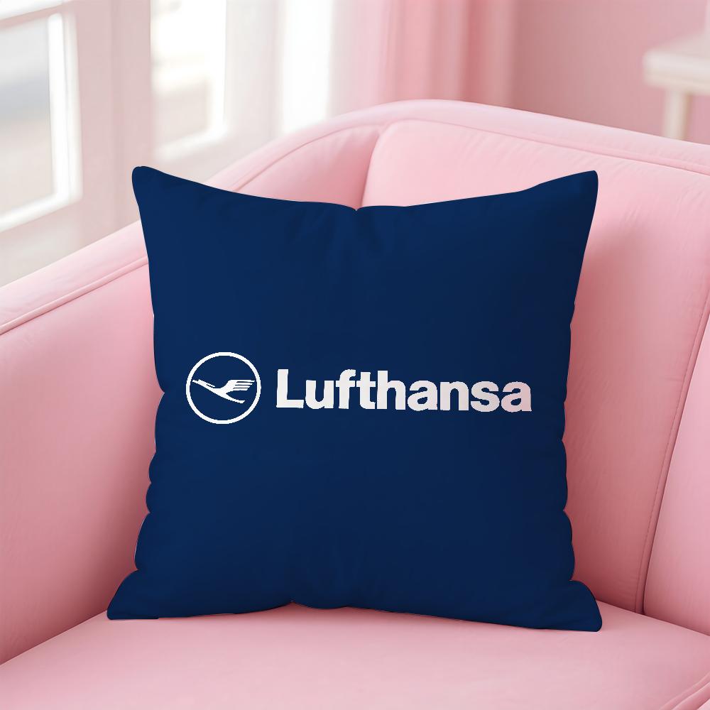Deutsche Lufthansa German Airlines Pillow Case Anti-dustmite Pillowcase Invisible zipper silky short plush Sofa cushion cover