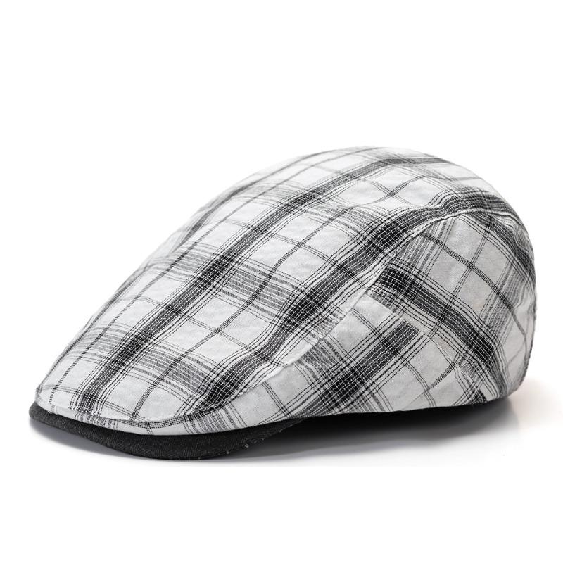 Spring and summer thin beret, men's casual cap, women's plaid British retro forward hat