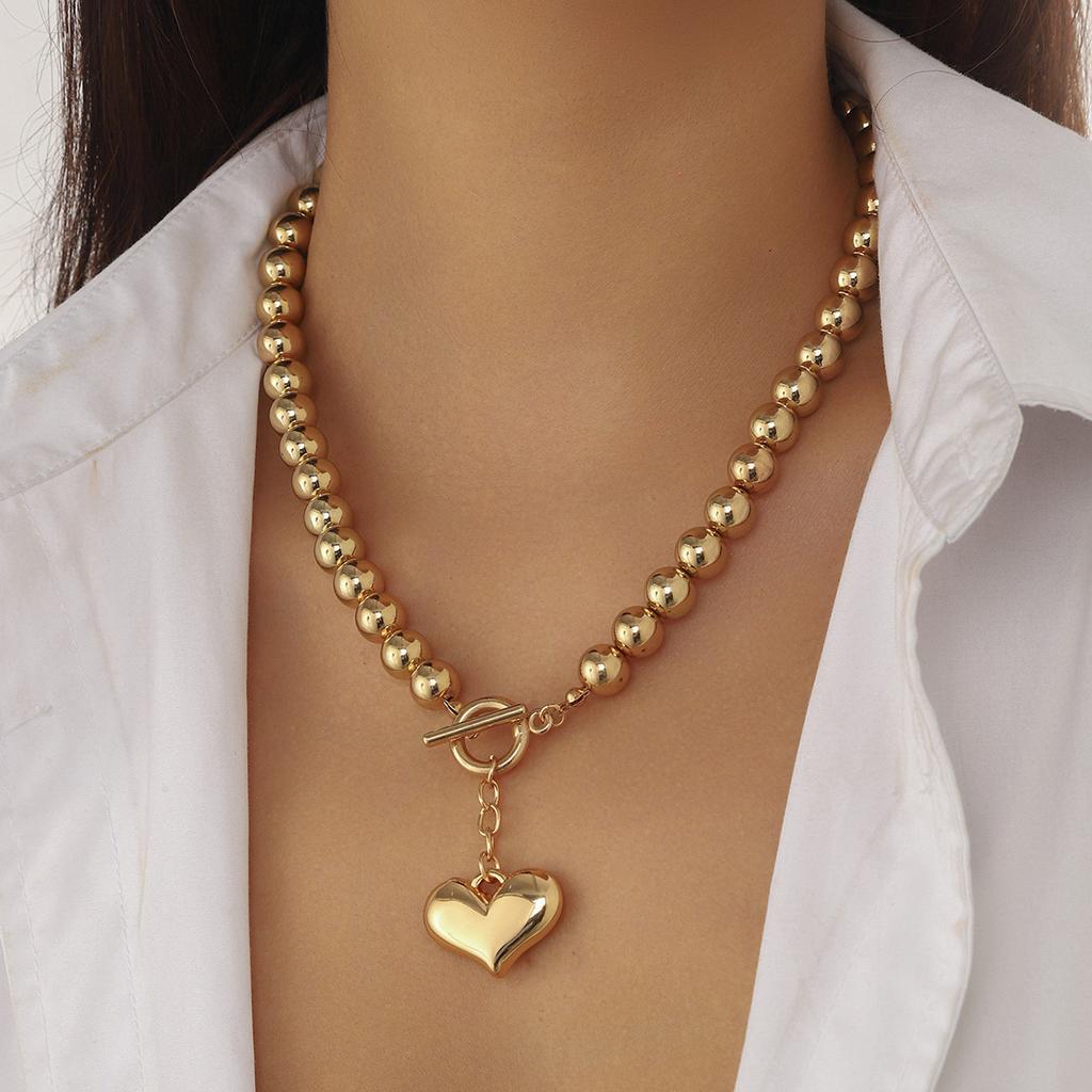 Creative Multi-layer Pearl CCB Sweater Chain Collarbone Chain Temperament Elegant Love-shaped Layer Necklace