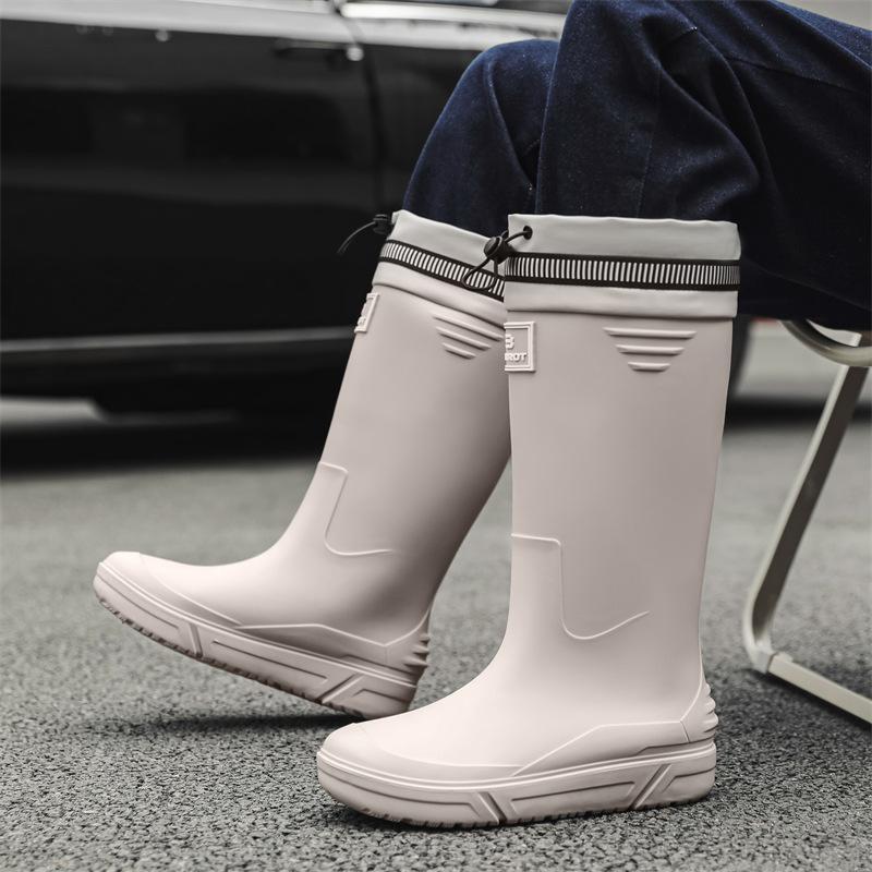 Tall men's rain shoes Medium tube rain boots Soft sole non-slip waterproof boots Rain shoes Outdoor thick-soled casual men's waterproof shoes