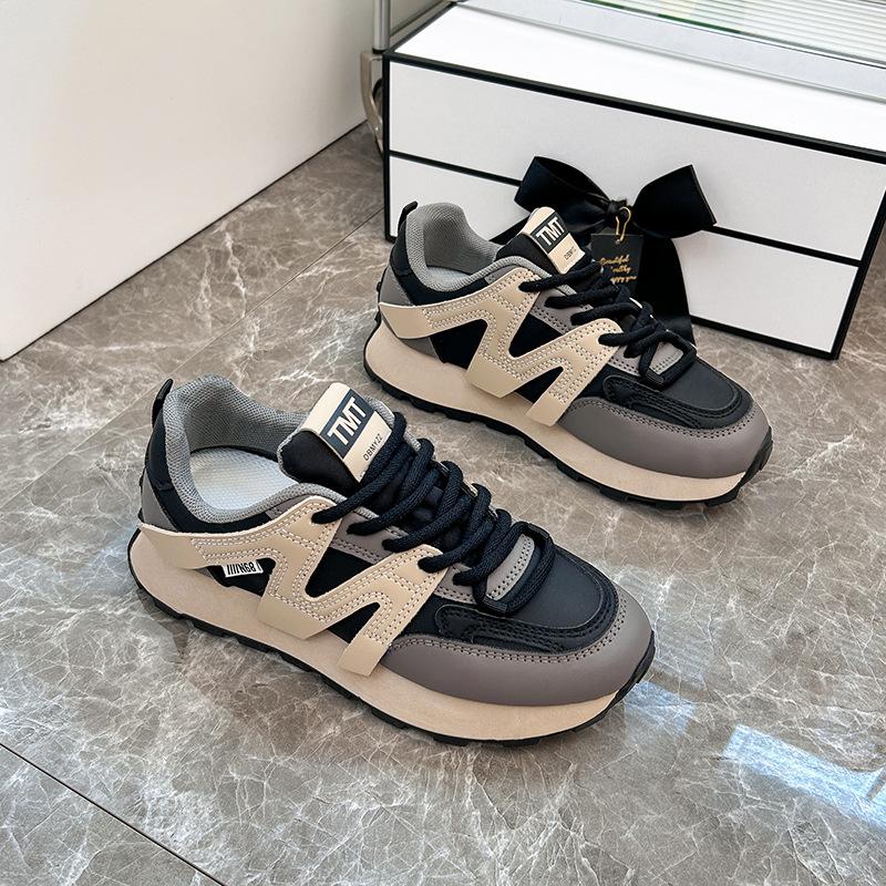 

2025 весенние вафельные кроссовки Форрест Гамп женские на шнуровке на платформе взрыв повседневные кроссовки новые кроссовки для папы универсальные спортивные кроссовки женские 40 чёрный