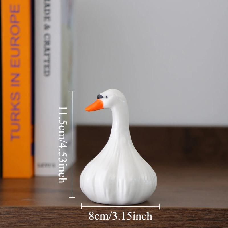 Fun Ceramic Duck Cute Animal Shaped Ornament Office Desktop Stress Relief Garlic Shaped Forgetting Duck Small Ornament Ornament