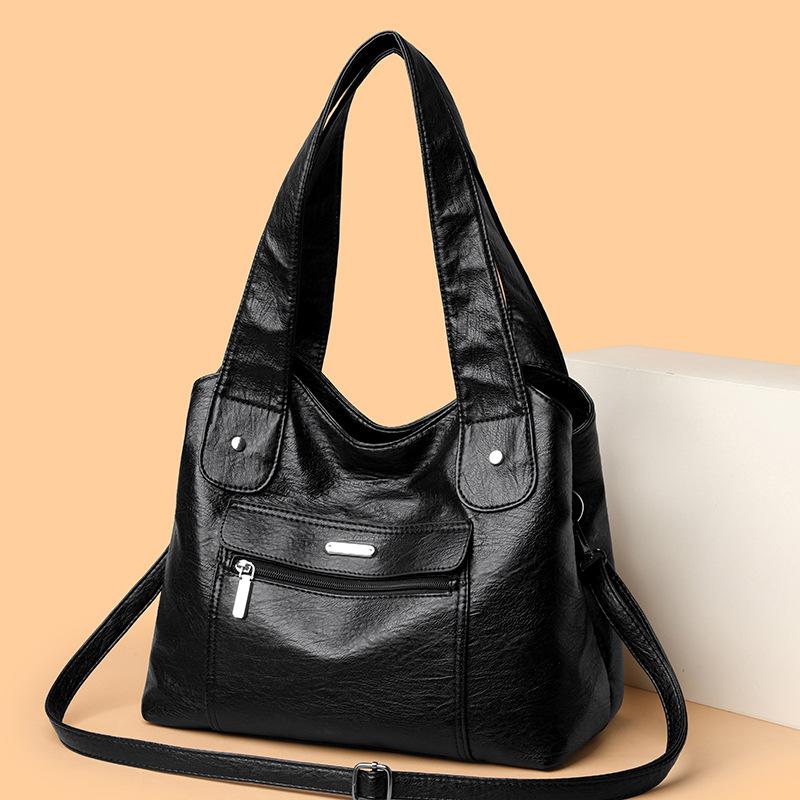 Τσάντα Χειρός Μεγάλης Χωρητικότητας από Μαλακό Δέρμα Μοντέρνα Casual Τσάντα Ώμου για Κυρίες Τσάντα Τότε