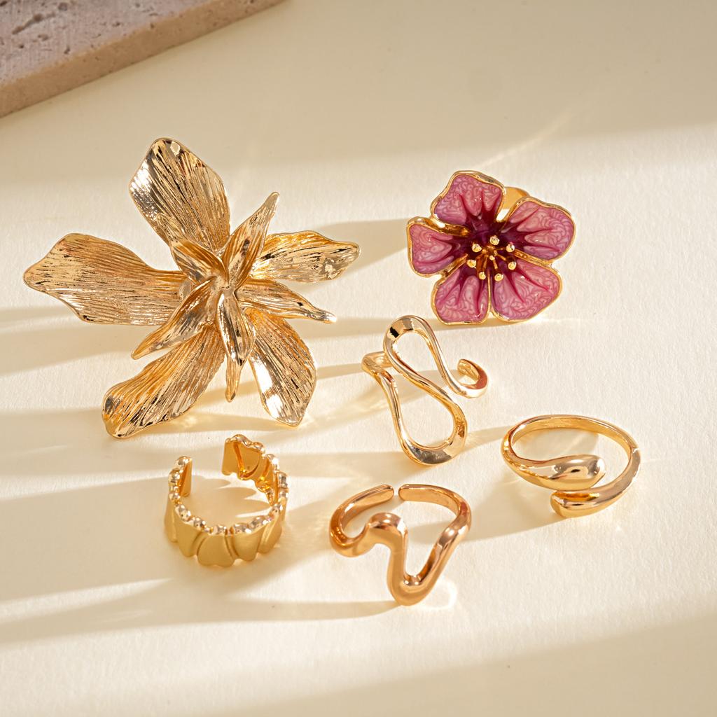 European and American oil dripping irregular lines open ring light luxury high-end ring personality temperament jewelry