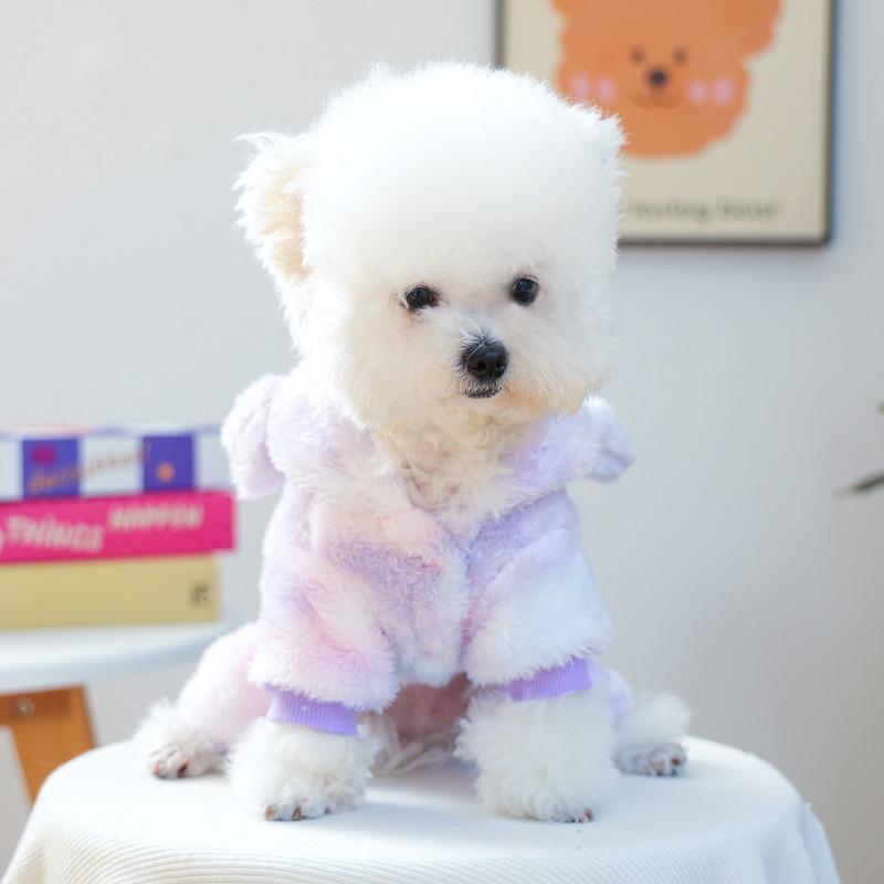 Pet Puppy Clothes Pet Dog Clothes Autumn and Winter Fleece Thickened Warm Color Dream Pony Transformation