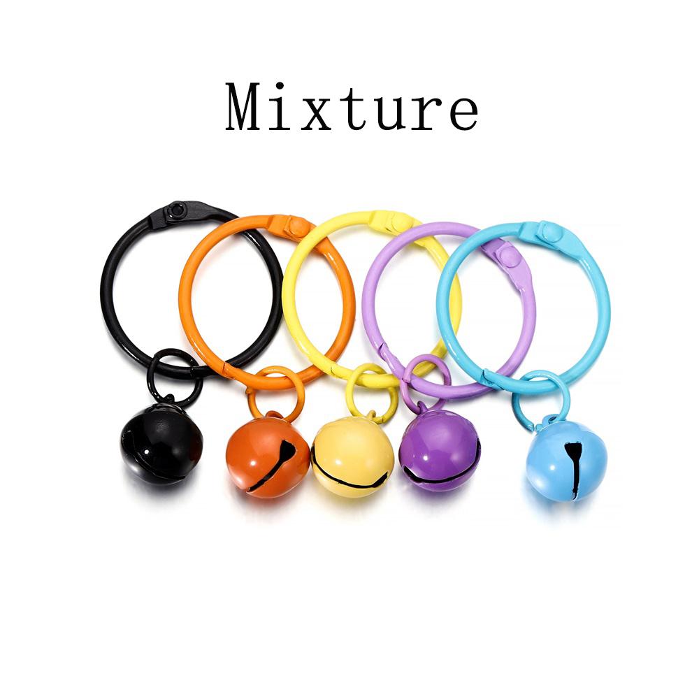 

5pcs Colorful Key Rings Circle With Bell Pendant Handmade Keychains Key Chains Hanging Pendants Metal Buckles Accessories