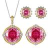 Jewelry Copper Bottom Gold-Plated Millennium Cut Rose Red Temperament Light Luxury Set Main Stone 18-10M