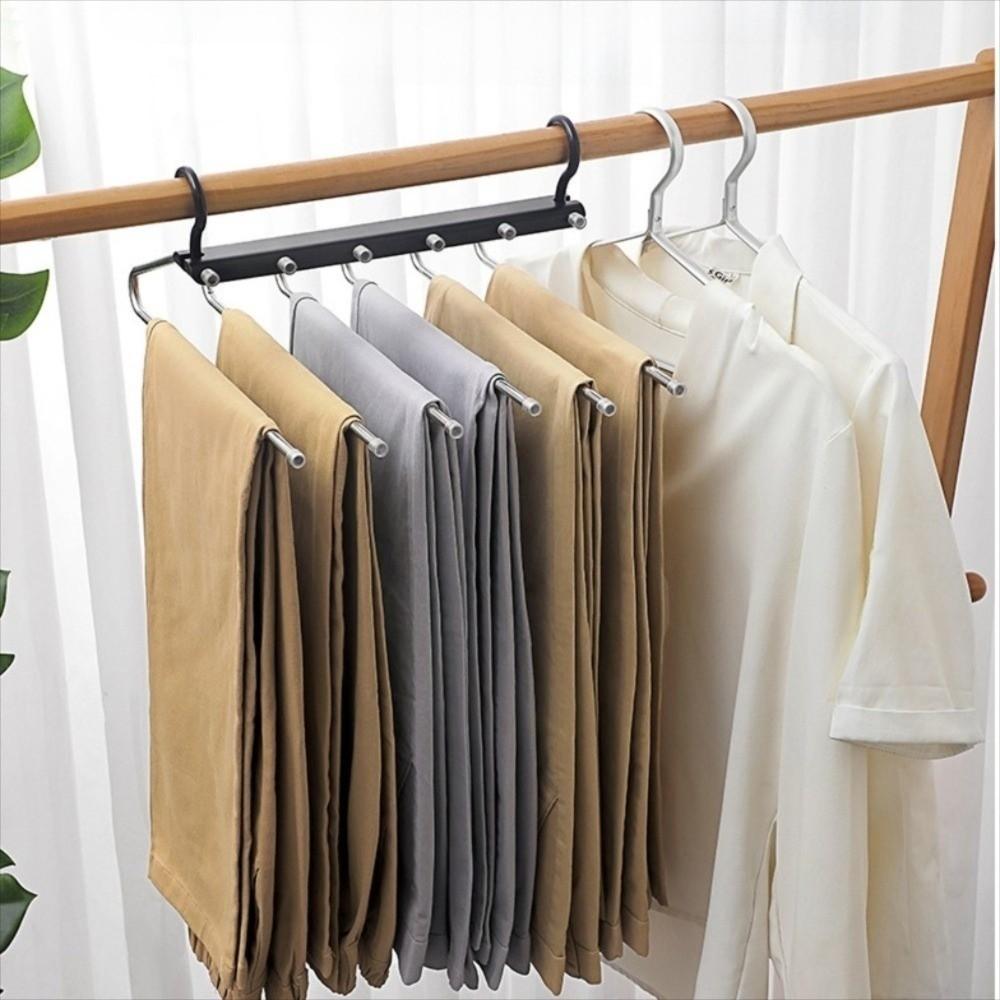6 Layers Space Saving Trouser Hanger Hanging Hole Multifunctional Trouser Rack  Closet