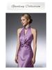 High-End French Halter Evening Gown & Bridal Robe