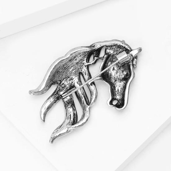 Retro Horse Head Brooch Rhinestone Horse Lapel Pin Vintage Style Alloy Horse Brooch Pin Outfit Accessory for Men Women Coat Shirt Hat