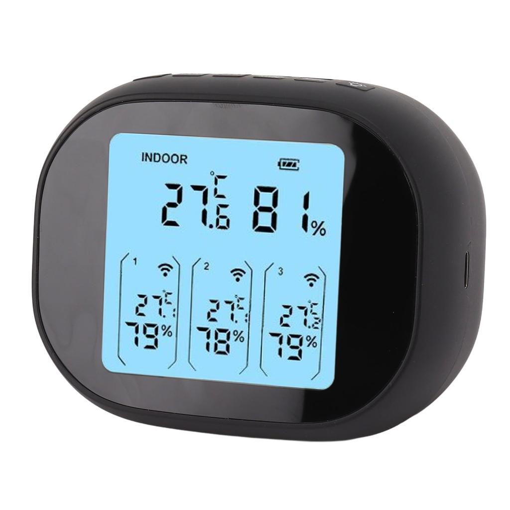 Indoor Outdoor Thermometer Celsius Fahrenheit Switching Visible At Night Wireless Black Temperature