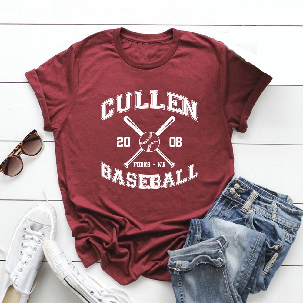 Cullen Baseball Unisex T-shirt Twilight Shirt Short Sleeve T-Shirts Edward Cullen Tshirt Casual Tops Women Clothing