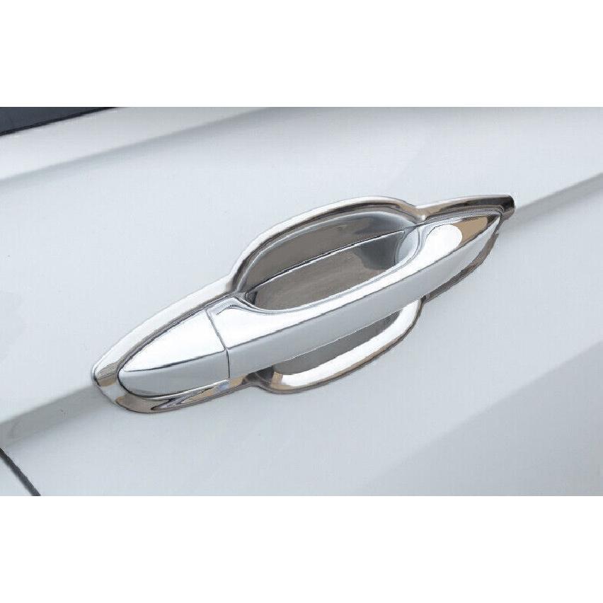 For VW Tiguan 18-21 Silver Steel Exterior Side Door Handle Upper Cover Trim