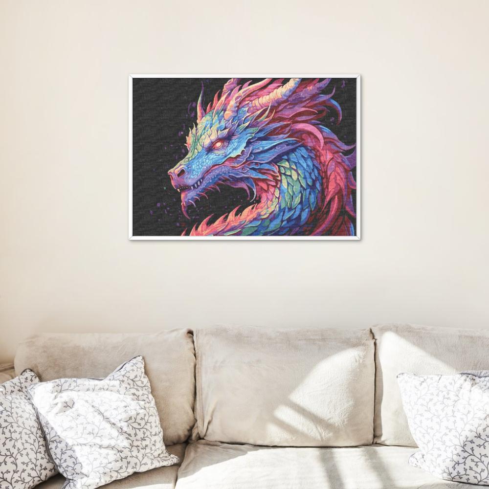 Malowanie Po Numerach Z Ramą Obrazy Do Malowania Kolorowy Smok 50X40 Cm