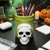 Large Capacity Pen Barrel For Office Halloween Holder, Cute Ghost/Skull Bamboo Tube Shaped Pencil Creative Dark Style Workspace Decor Cup,