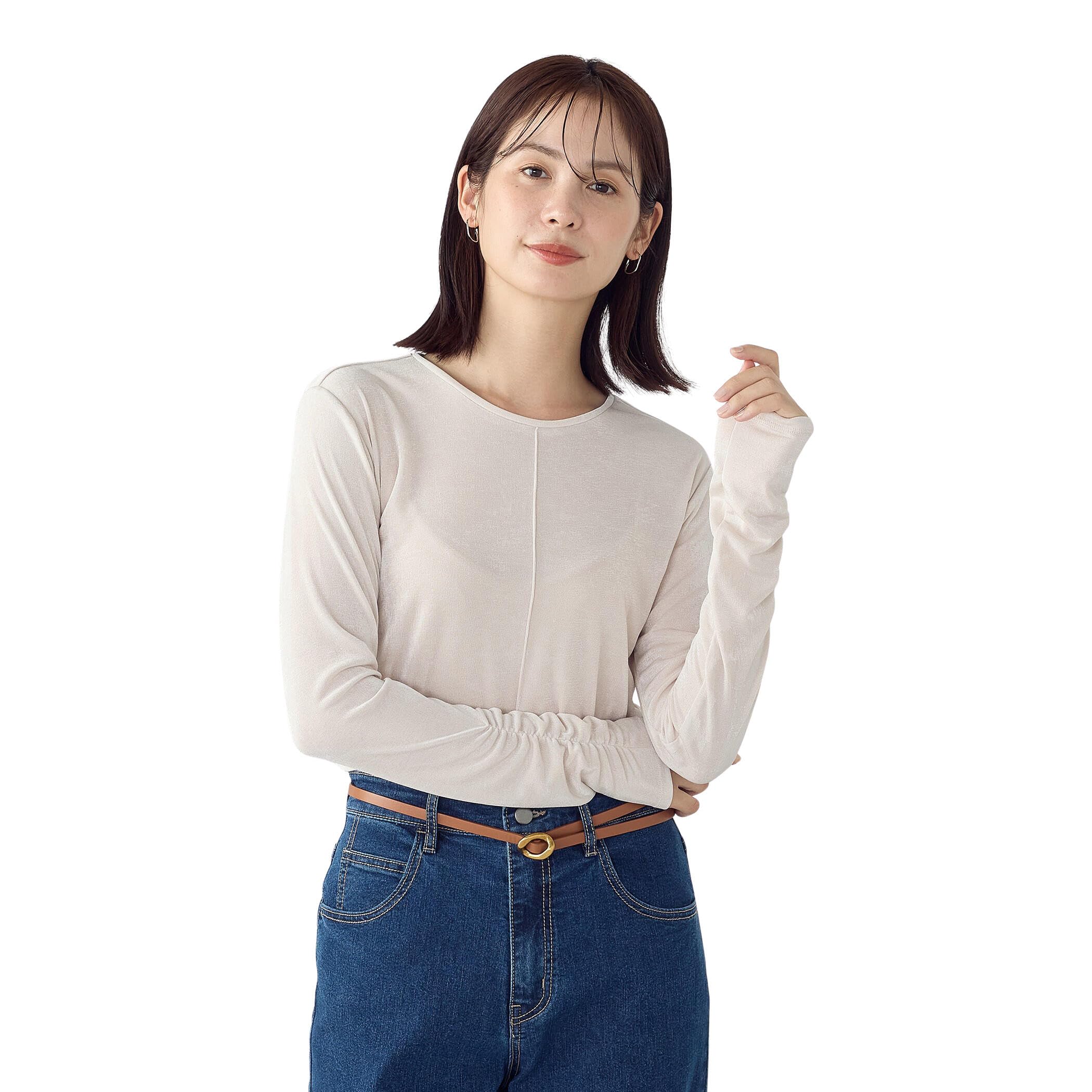 

[Comme Ca Ism] Shiny Crew Neck Top 12-68CM09-205 Ivory L