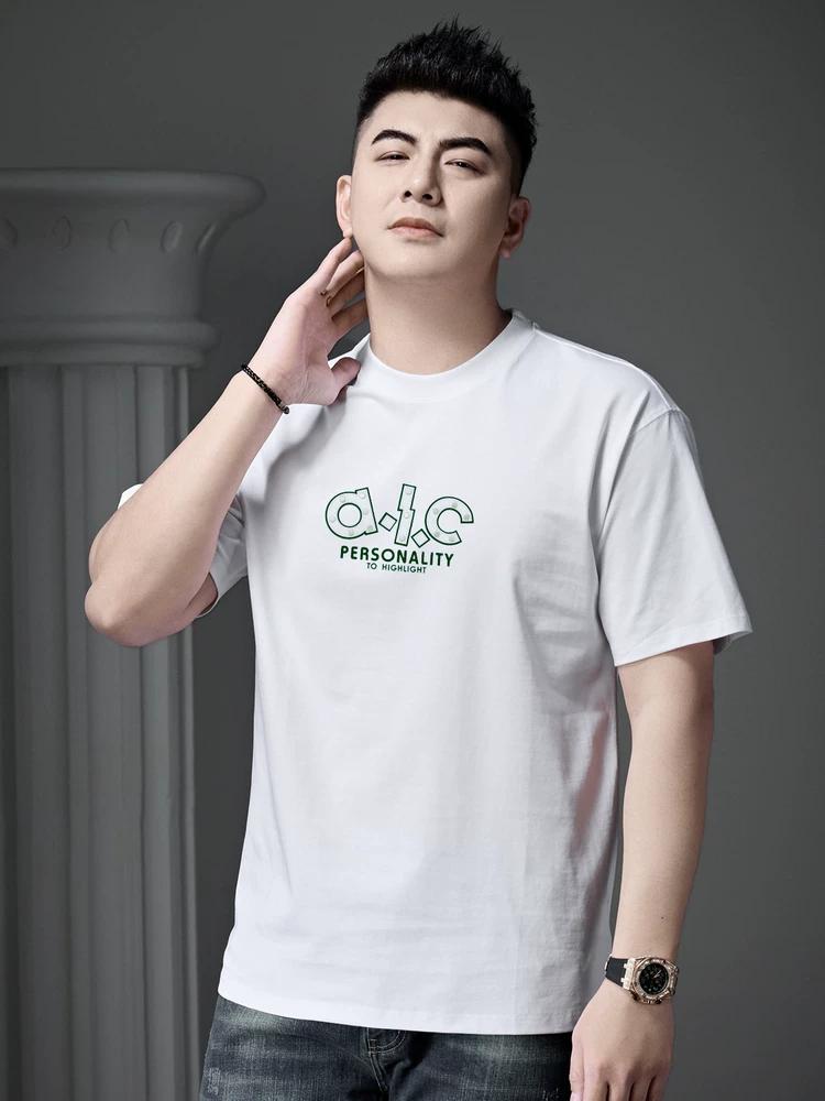 

European Men s Trendy Brand Letter-Printed Short-Sleeved T-Shirt 2025 New Summer Loose Round-Neck Half-Sleeved Casual Top S белый