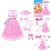 Princess Pink Sleeveless Dress Set With Bag Hat Bracelet Necklace Earrings And Hair Accessories