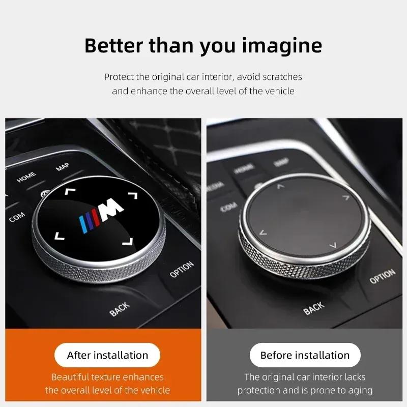 -Auto Innenraum Multimedia Drehknopf Emblem Aufkleber Decal Zubehör für BMW M X1 X3 X5 X7 M3 M4 M5 G30 G20 G32 G11 G12 F40 F30 F20 F1