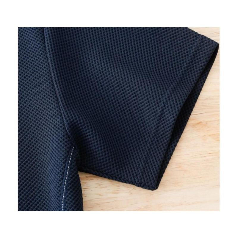 Round Neck Waffle Short-sleeved T-shirt for Men Loose Casual American Retro Solid Color Versatile Top Pullover