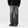 Stark gewaschene Straight Jeans Herren Herbst Amerikanischer Retro Gealtert Locker Lässige Hose