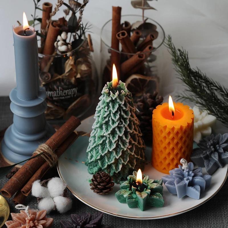 Christmas Aromatherapy Candle Mold Christmas Flower Silicone Mold Resin Molds Cake Decorating Handmade Soap Mold Candle Making
