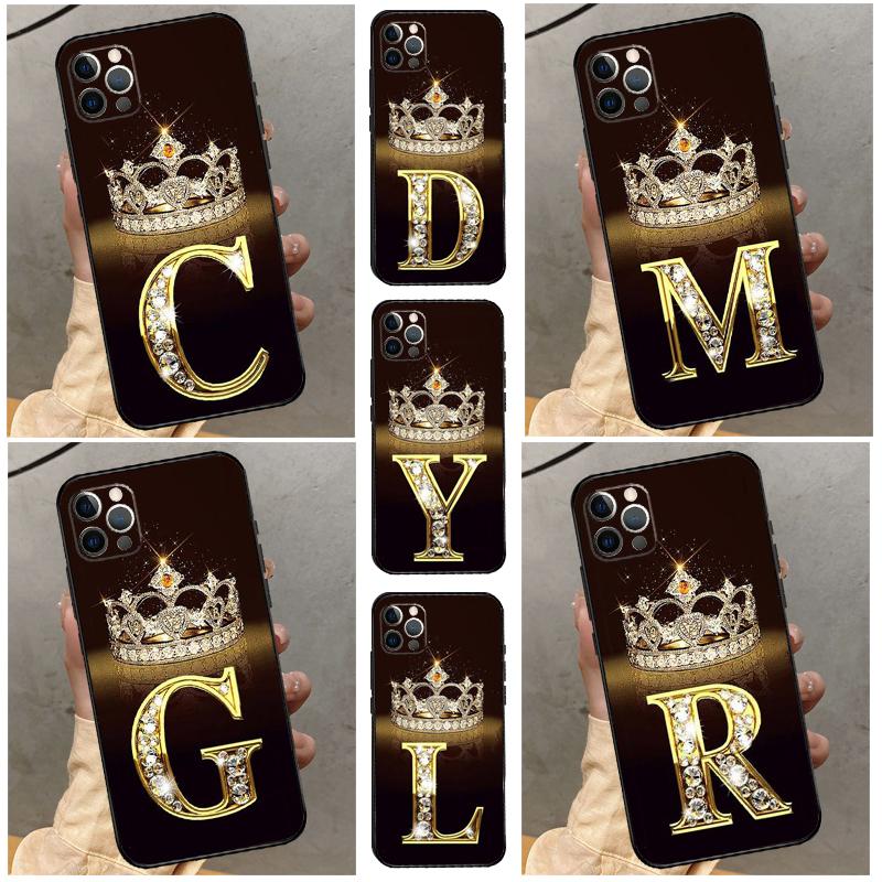 Letter Monogram Gold Marble Case For Samsung Galaxy S24 Ultra S21 S22 S23 S25 Ultra S9 S10 Plus S20 FE S23 FE Back Cover