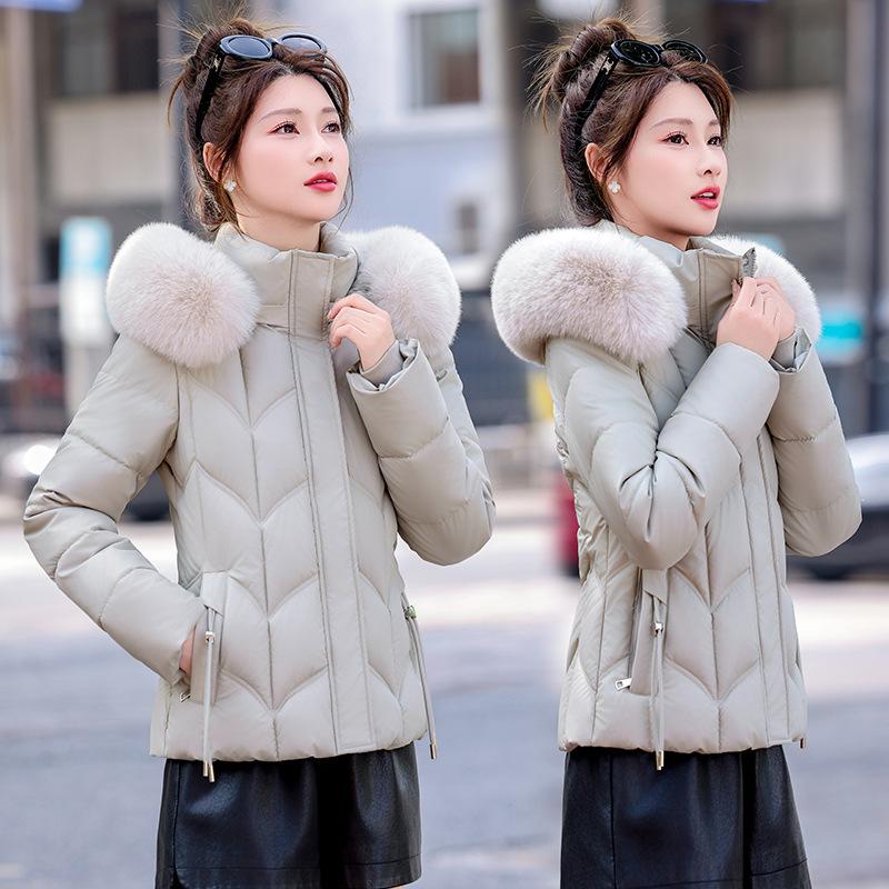 Winter New Cotton-padded Clothes Women's Korean Version Slim-fitting Women's Cotton-padded Clothes Short Fur-collared Cotton-padded Clothes Women's