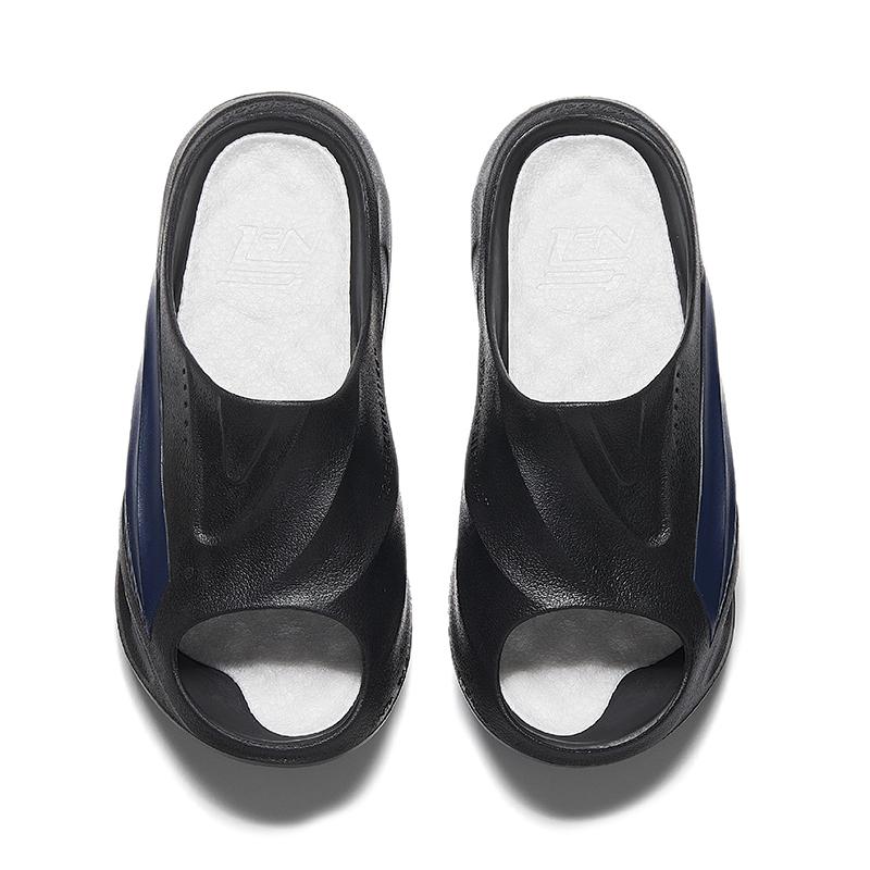 Anta Nitrogen Bubble Slip Resistant Abrasion Resistant Slide Slippers Men's Black Blue 912531808S-1