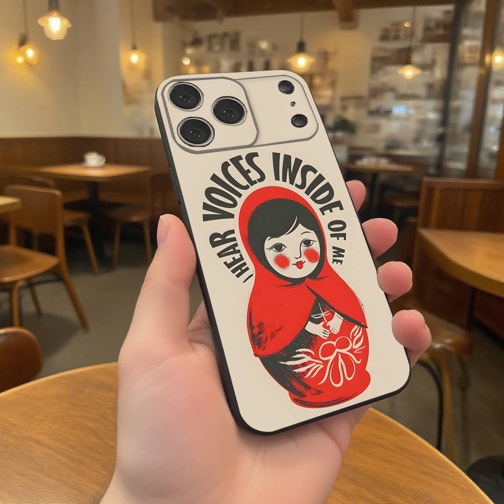 

Russian Dolls Matryoshka Wear-resistant Phone Case For iPhone 17,16,15,14,13,12,11,Pro,Max,Plus Black Soft Cover iPhone14Plus