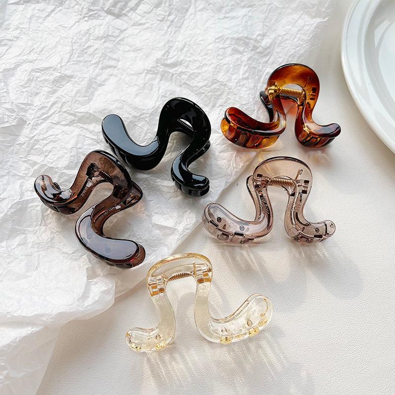 Wave Large Hair Claw Clips Crab Clamps Women Girls PC Jelly Leopard Ponytail Holder Hair Barrettes Hairpin Hair Accessoires New