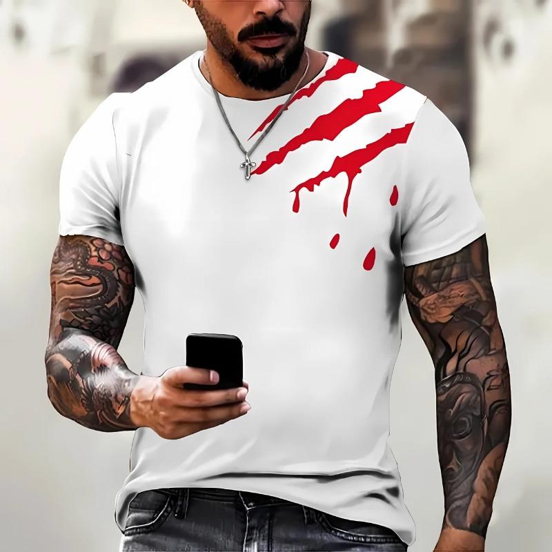 3D Graffiti Bedrucktes Herren T-Shirt für den Sommer Lässig Modisch und Bequem Polyesterfaser Herren