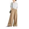 Four Leaf Gaucho Pants with Elastic Plus Size Women's Wide-leg Waist, Spring/Summer, (L, Brown)