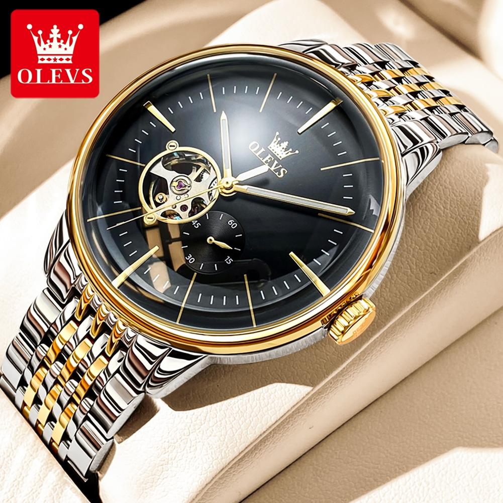 

OLEVS 6708 Бизнес Автоматические Механические Часы Для Мужчин Полые Роскошные Оригинальные Наручные Часы Глубоко Водонепроницаемые 42 мм Большой Циферблат Мужские Часы