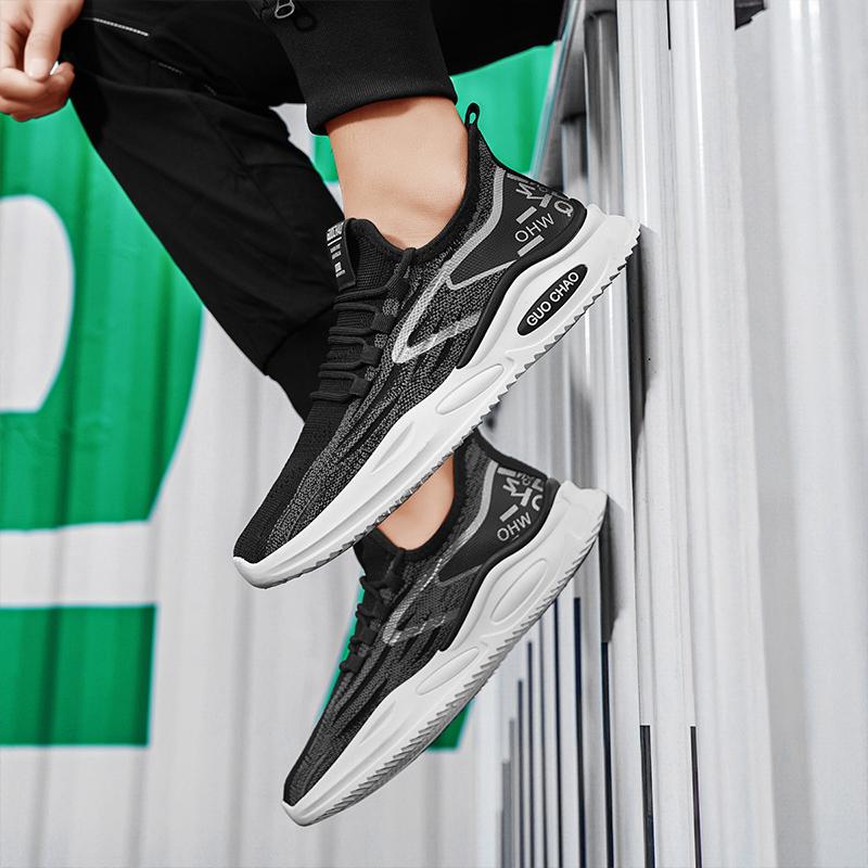 New Men Running Shoes Male Sneakers Anti-slip Breathable Men's Walking Shoes Lace Up Soft Casual Shoes Lightweight Gray