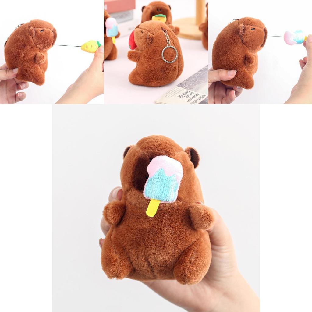 Creativo Cappello da Gelato Fragola Anguria Capibara Peluche Ciondolo Portachiavi Per Regalo Bambini