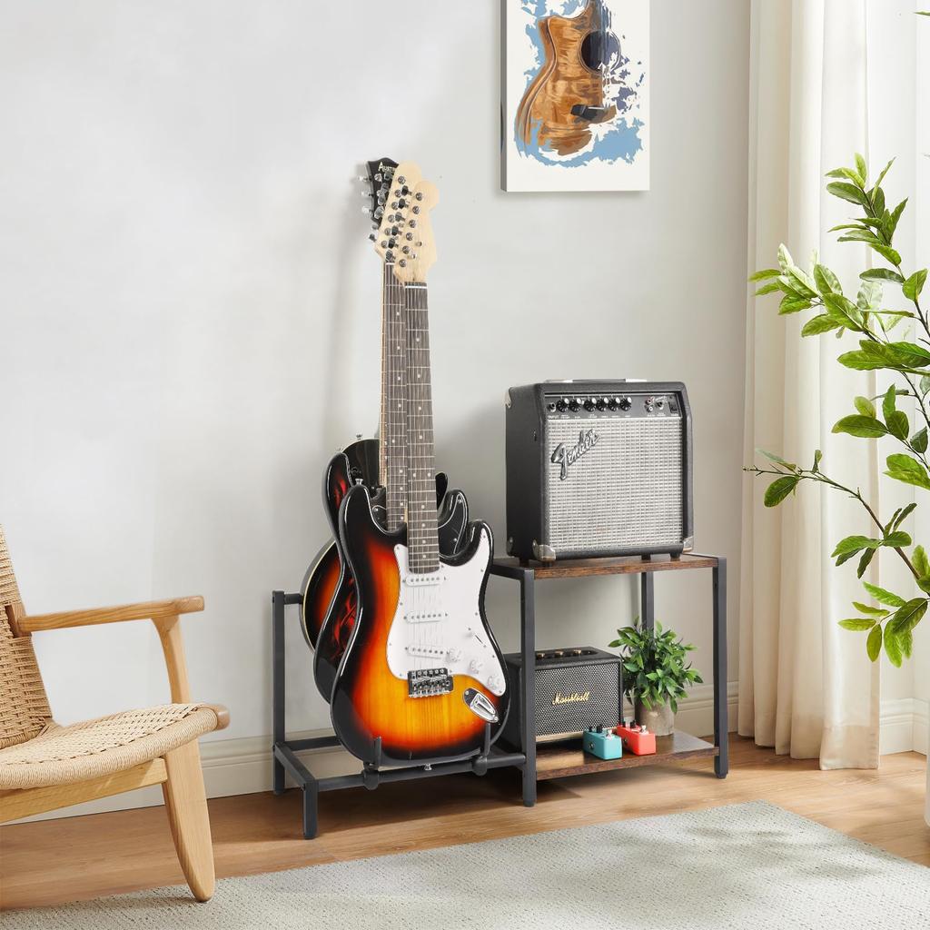 Durable, Multi-Functional Storage Stand for Acoustic Guitar, Ukulele, Electric Guitar, Bass, Wind Instruments, and Record Players. Universal Display