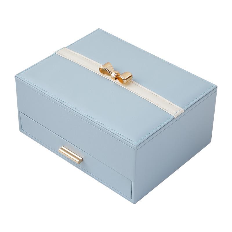 

Princess Jewelry Box Storage Box Leather Large-capacity Stud Earrings Ring Necklace Box Exquisite High-end Jewelry Storage 22*17*10CM светло-синий