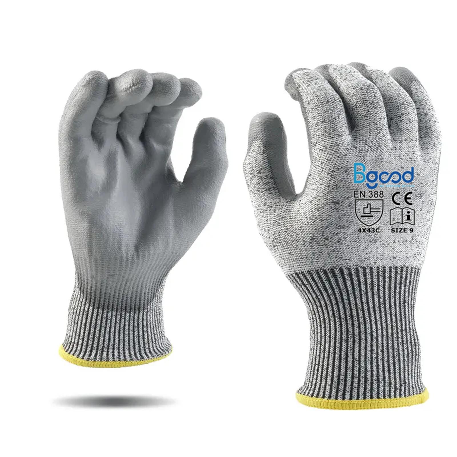 HPPE Glass Garden Protective Industry Anti Cut Level 5 PU Coated Construction Hand protection Cut Resistant Gloves for Work Cut-Protection Gloves&M