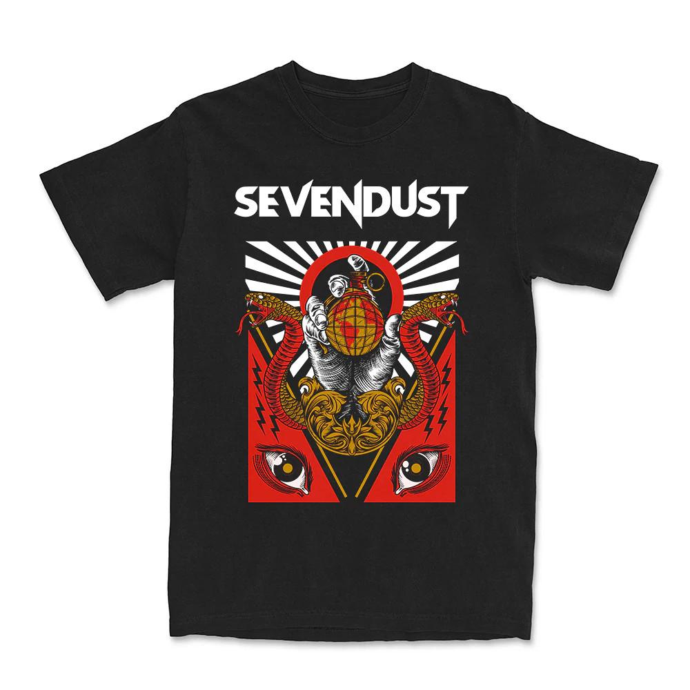 Vtg Sevendust Band DOUBLE SNAKE Cotton Black Full Size Unisex Shirt Unisex T-Shirt S
