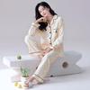 Women's Winter Cotton Pajama Set: Long Sleeve & Long Pants, Cute Cartoon Design, Two-Piece Homewear, Thick Fabric.